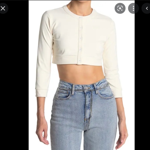 WeWoreWhat Cropped Cardigan, White - XS - Picture 4 of 5